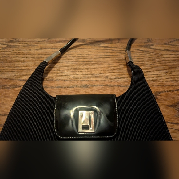 Vintage Stuart Weitzman Ribbed Black Bag - Picture 9 of 9